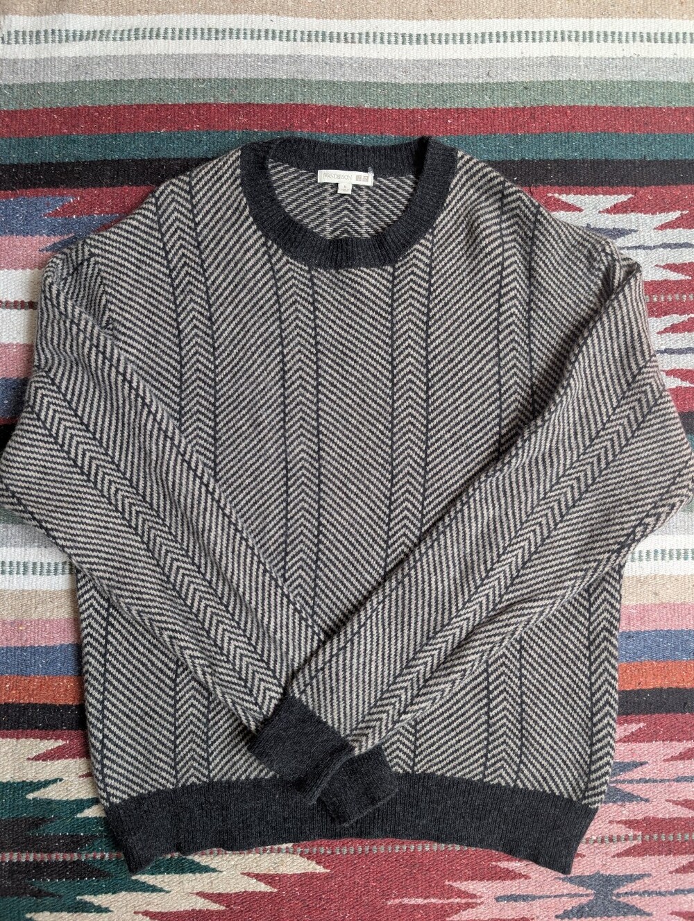 JW Anderson lambswool herringbone Uniqlo Pattern Crewneck Sweater